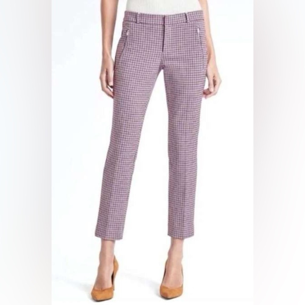Banana Republic Sloan Pink Multi Plaid Pant, size 0P